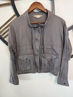 Hollister Women's Gray Cropped Utility Jacket
